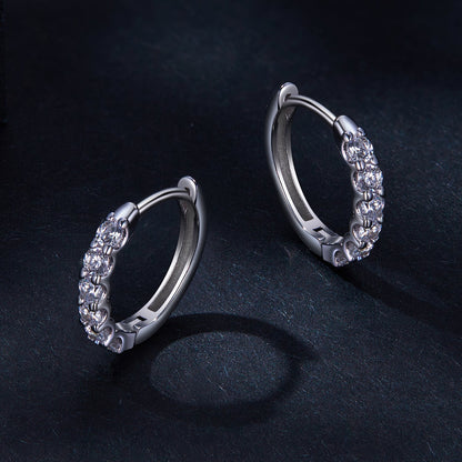 Sterling Silver Moissanite Hoop Earrings