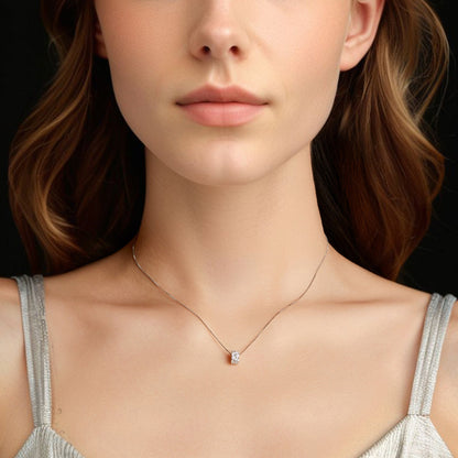 Sterling Silver White Gold Plated Moissanite Necklace
