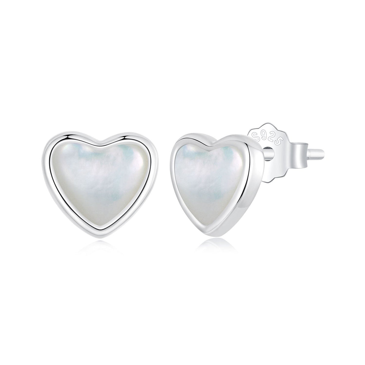Sterling Silver White Gold Plated White Shell Earrings
