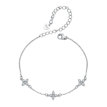 Sterling Silver & White Gold Plated Moissanite Bracelet