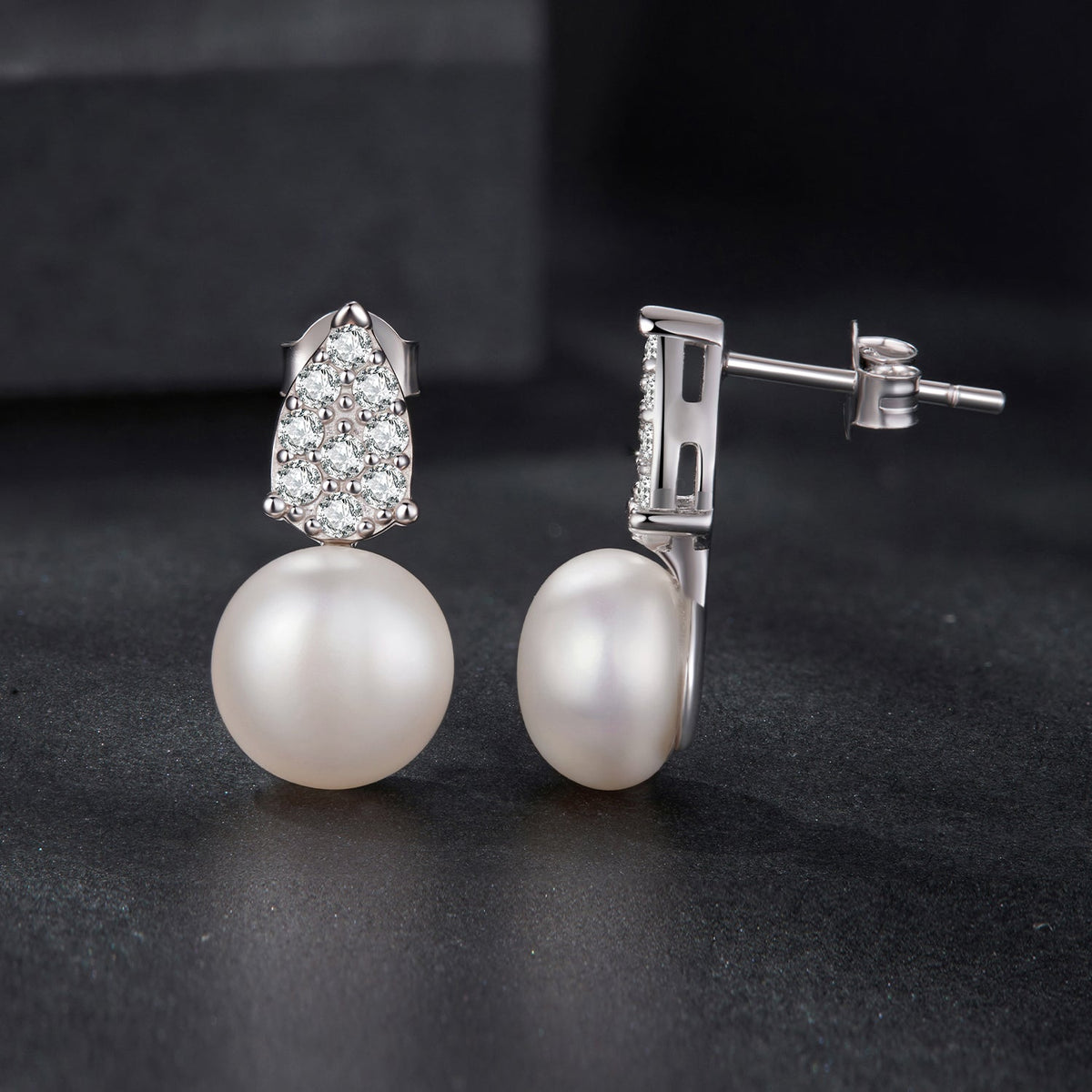 Sterling Silver Moissanite & Freshwater Pearl Earrings