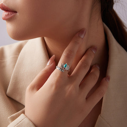 Sterling Silver Synthetic Turquoise Oxidized Ring
