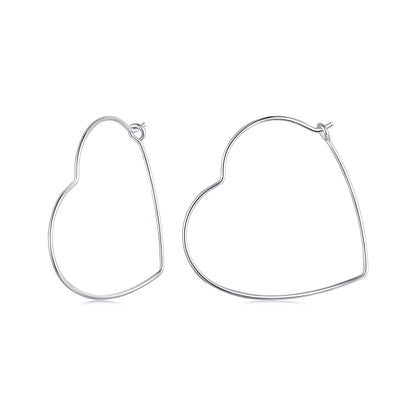 Sterling Silver White Gold Plated Hoop Earrings
