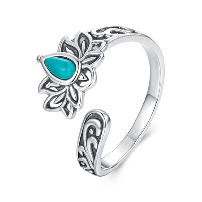 Sterling Silver Synthetic Turquoise Oxidized Ring