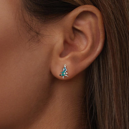 Sterling Silver Enamel Pavé CZ Earrings