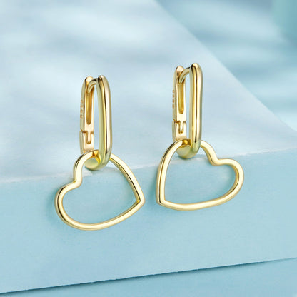 Sterling Silver Oxidized Silver Love Pendant Drop Earrings