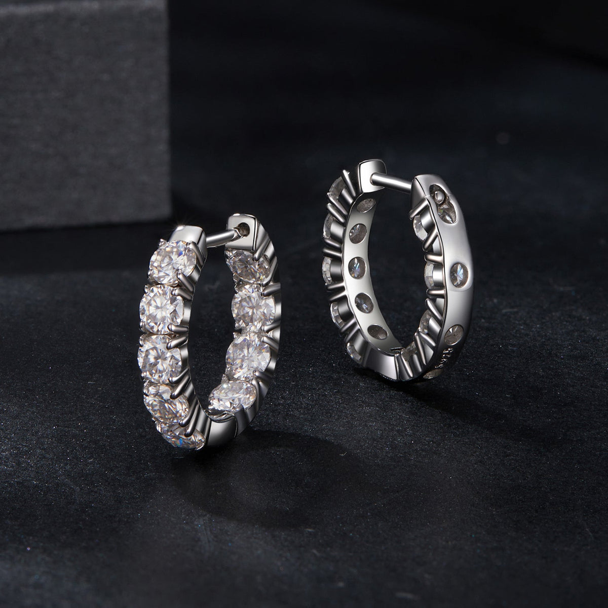 Sterling Silver Moissanite Hoop Earrings