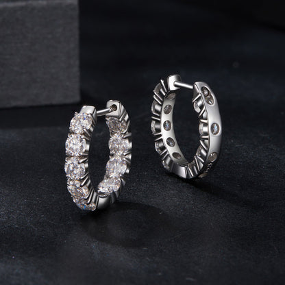 Sterling Silver Moissanite Hoop Earrings