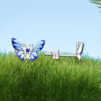 Sterling Silver Enamel Pavé CZ Earrings
