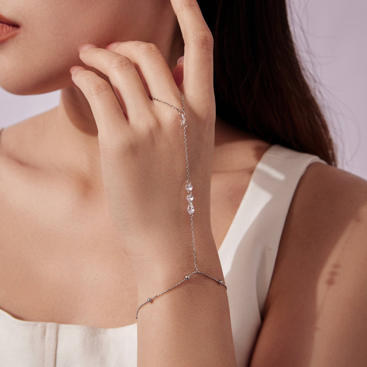 Sterling Silver White Gold Plated Pavé CZ Bracelet