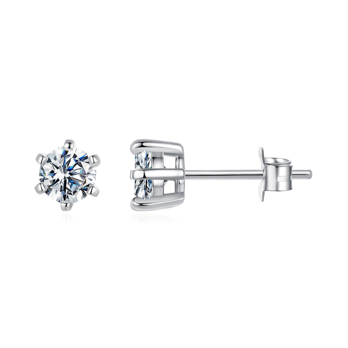 Sterling Silver White Gold Plated Moissanite Stud Earrings
