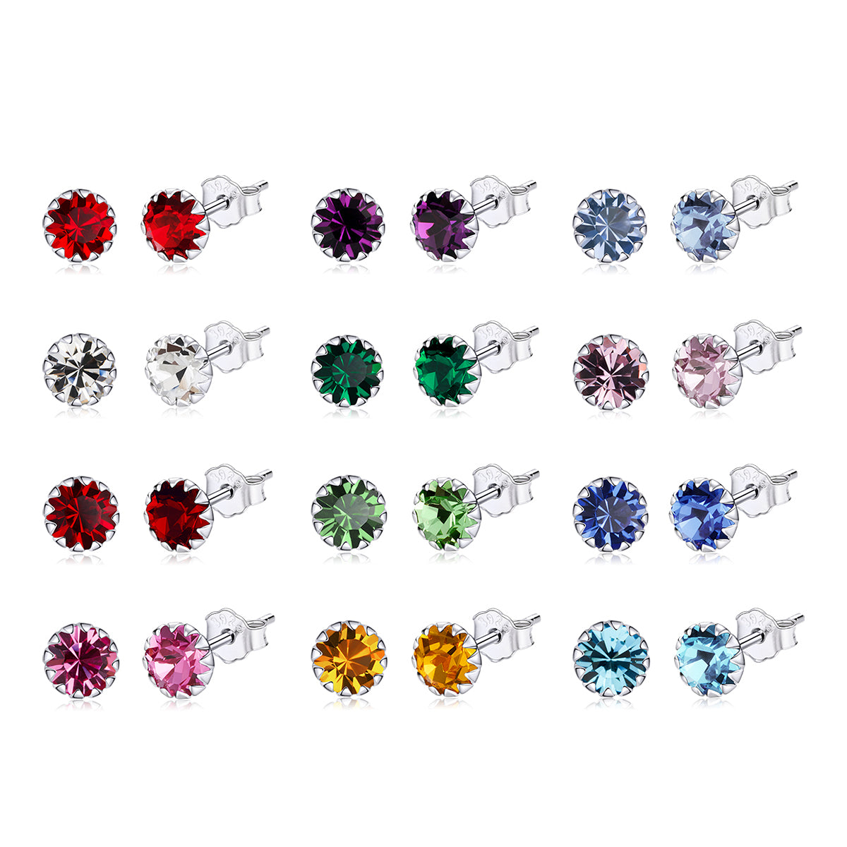 Sterling Silver Cubic Zirconia Pavé Stud Earrings