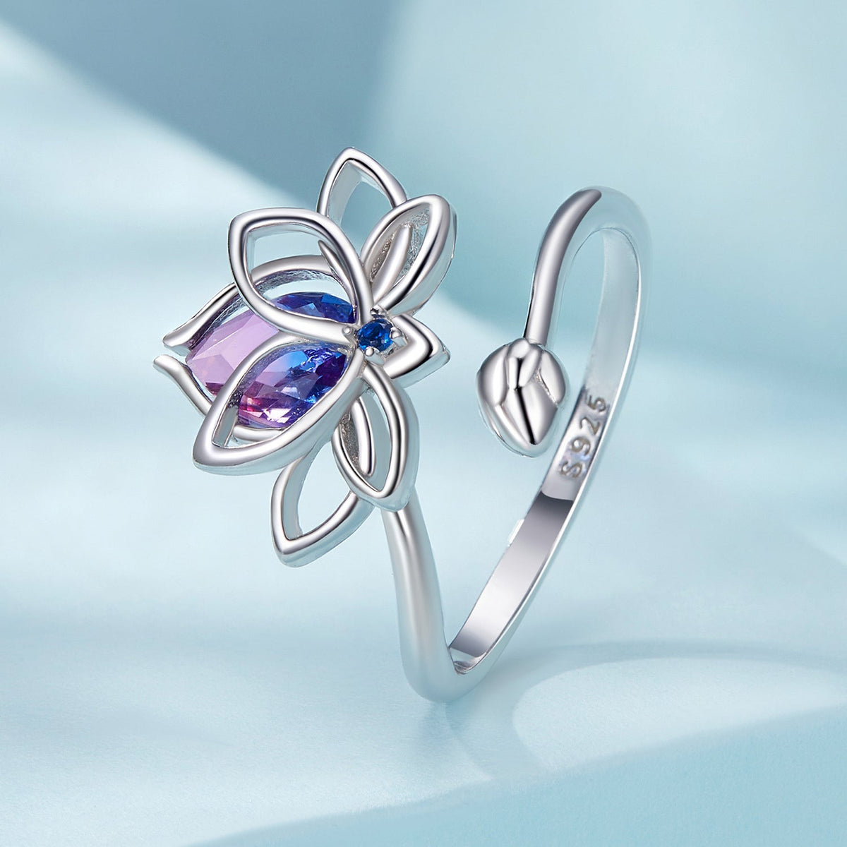 Sterling Silver Pavé CZ & Synthetic Tourmaline Ring