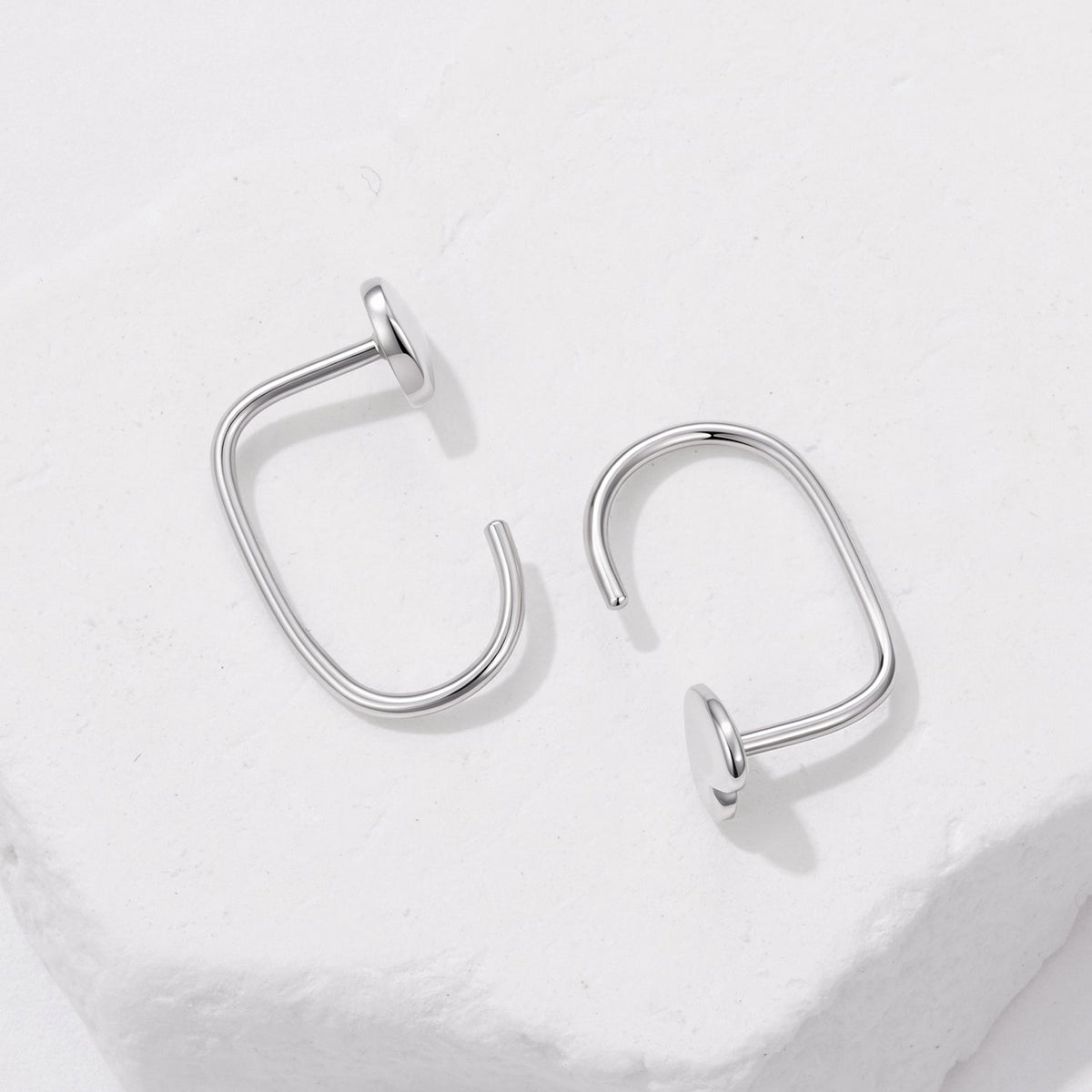 White Gold Plated Sterling Silver Brass Earrings