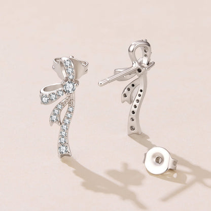 925 Silver White Gold Plated CZ Pavé 1.7 x 0.7 cm Earrings for Women