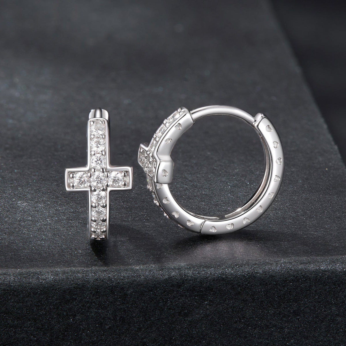 Sterling Silver Moissanite Hoop Earrings