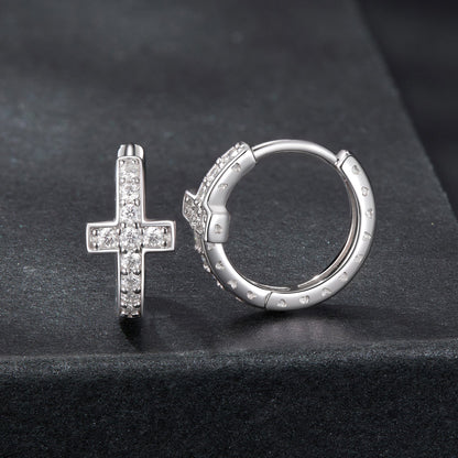 Sterling Silver Moissanite Hoop Earrings