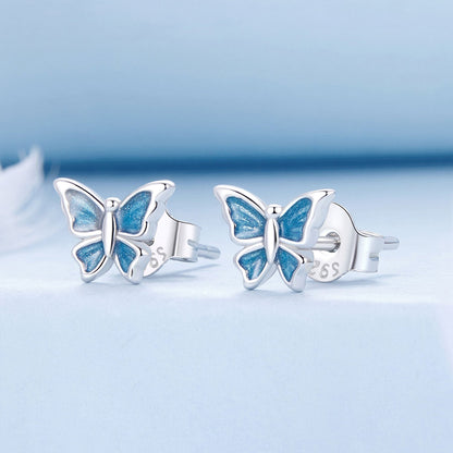 Sterling Silver Enamel Platinum-Plated Earrings