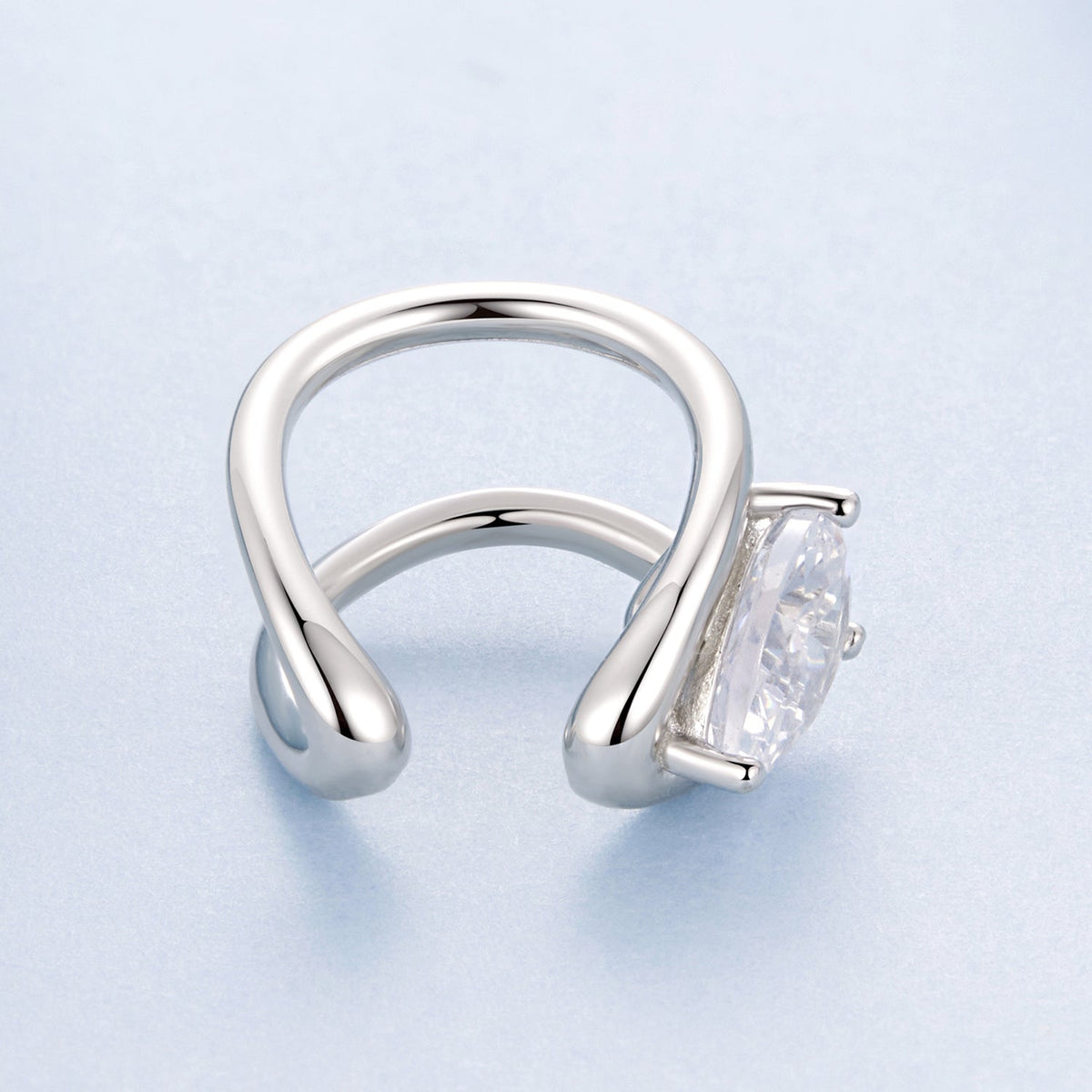 Sterling Silver White Gold Plated Pavé CZ Hoop Earrings