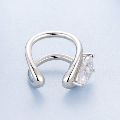 Sterling Silver White Gold Plated Pavé CZ Hoop Earrings