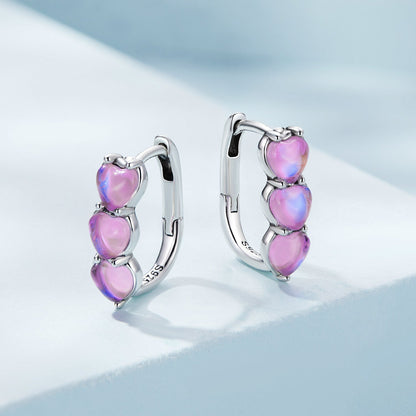 Sterling Silver Transparent Glass Hoop Earrings