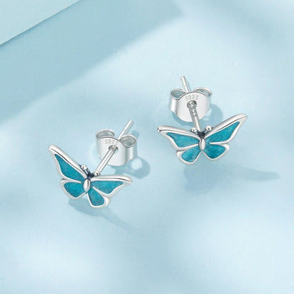 Sterling Silver Oxidized Enamel Earrings