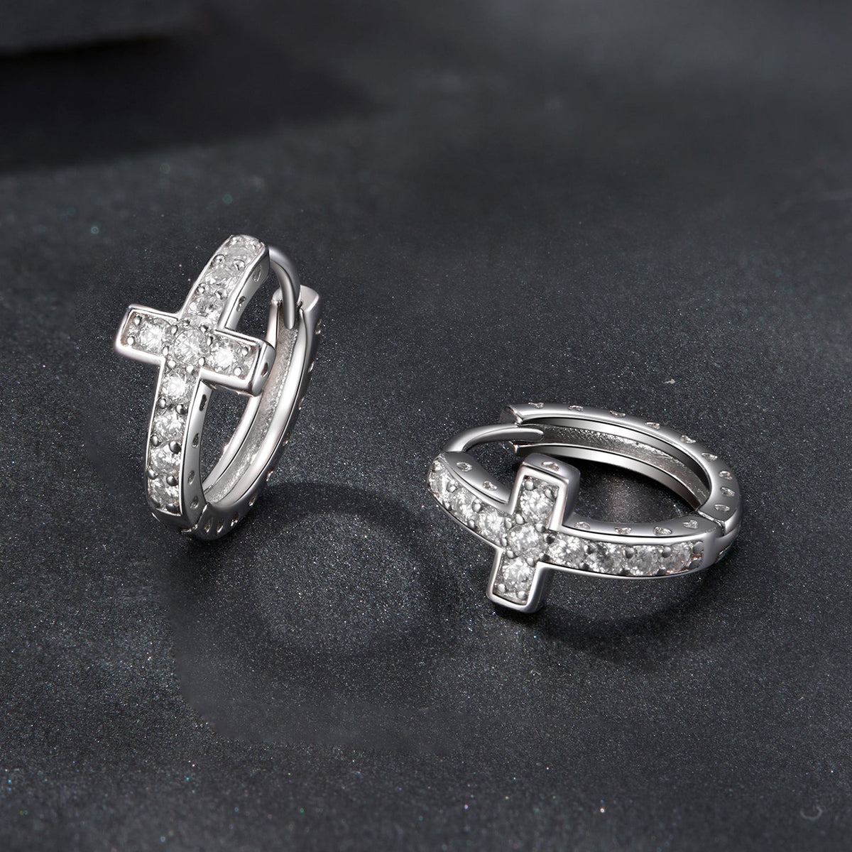 Sterling Silver Moissanite Hoop Earrings