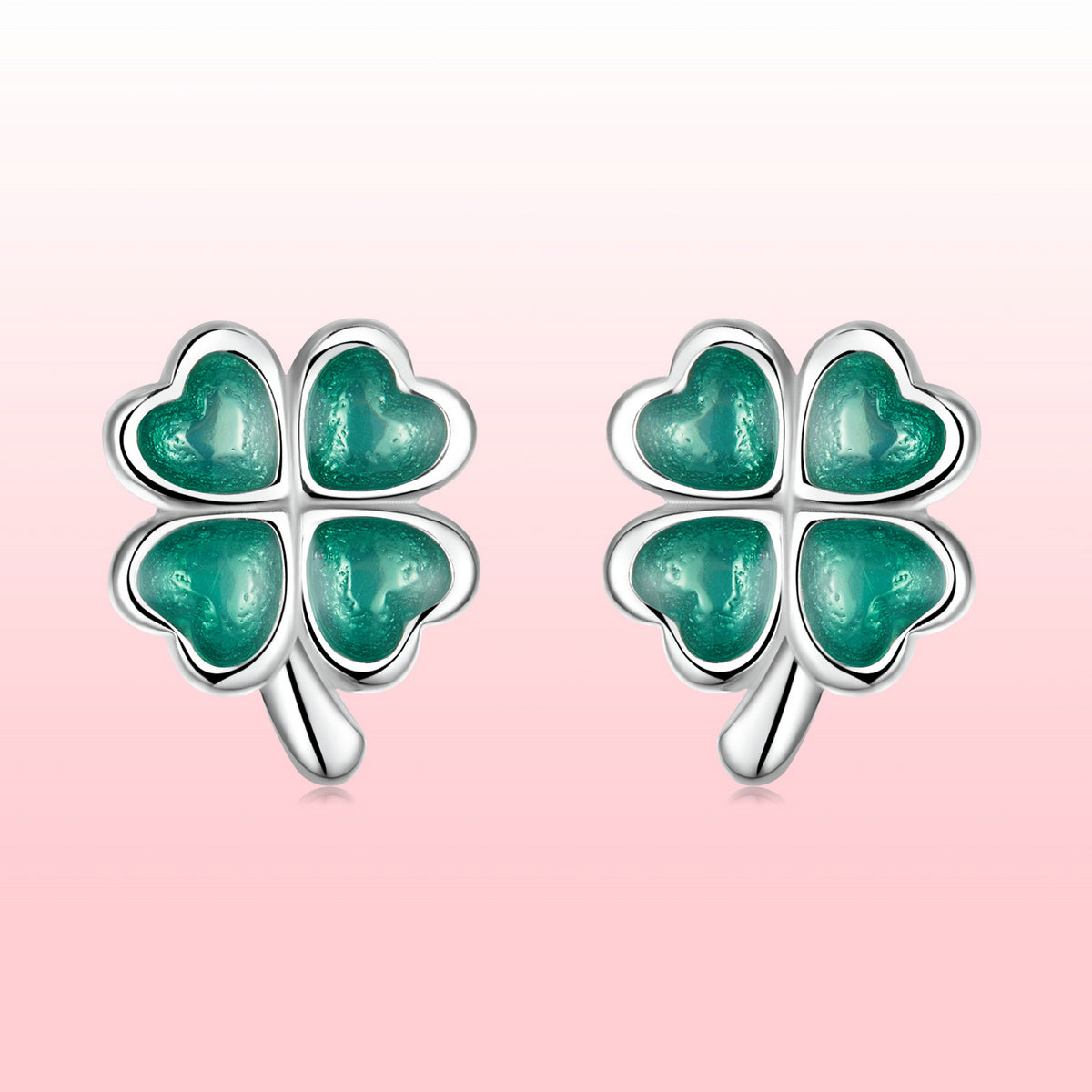 Sterling Silver Platinum Plated Enamel Earrings