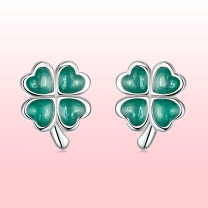 Sterling Silver Platinum Plated Enamel Earrings
