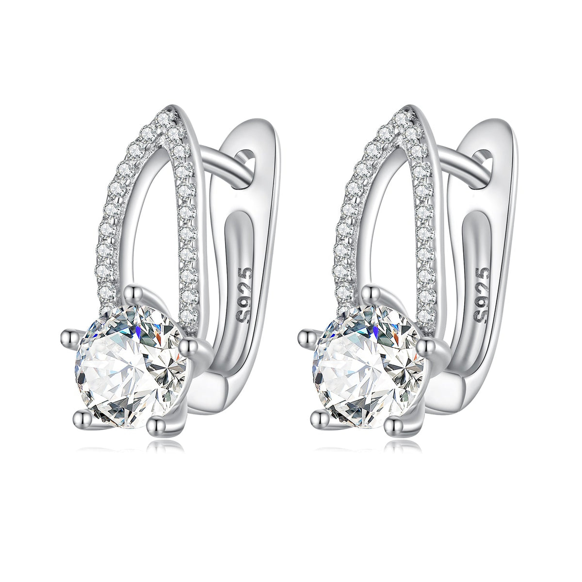 Sterling Silver CZ Pavé Earrings