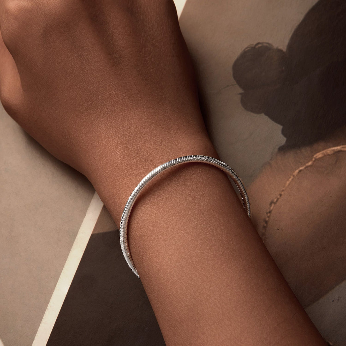 Sterling Silver Oxidized White Gold Bracelet