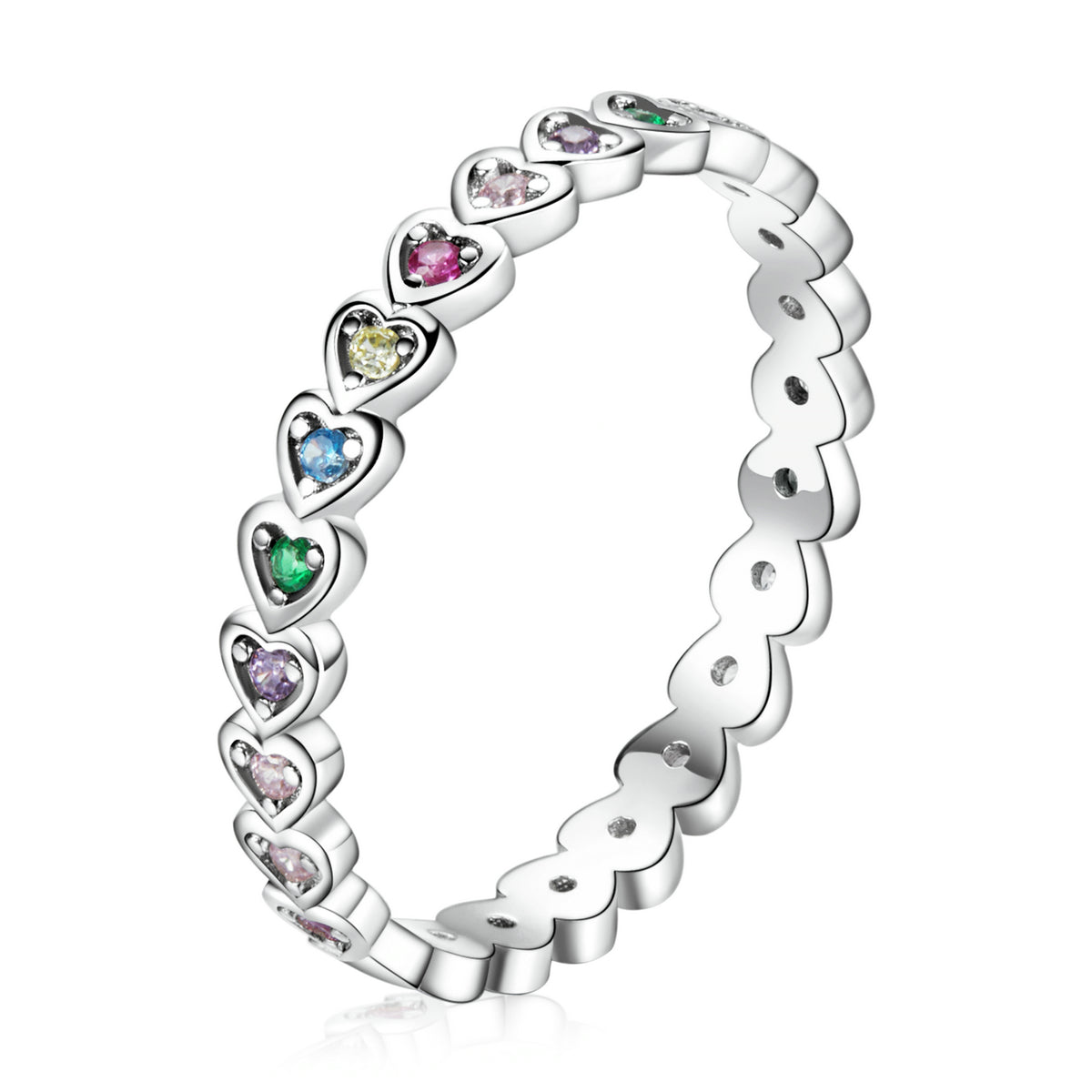 Sterling Silver & Platinum Plated Cubic Zirconia Pavé Ring