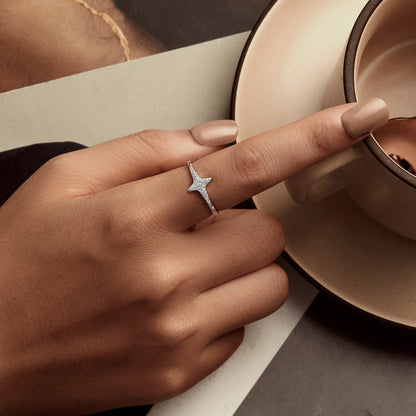 Sterling Silver White Gold Plated Pavé CZ Ring