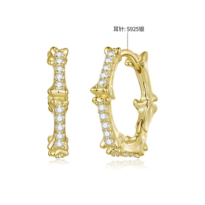 925 Silver Gold Plated Pavé CZ 1.6 x 0.3 cm Hoop Earrings for Women