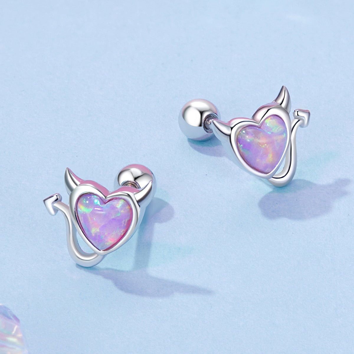 Sterling Silver White Gold Plated Opal Earrings