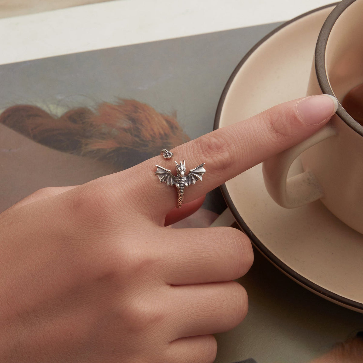 Sterling Silver Oxidized Dragon Ring
