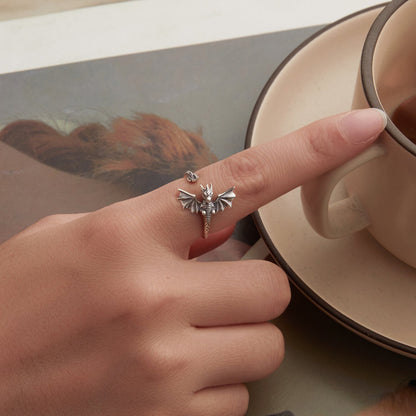 Sterling Silver Oxidized Dragon Ring