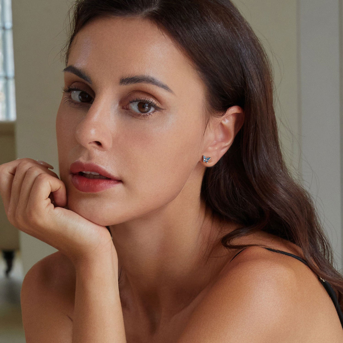 Sterling Silver Enamel Platinum-Plated Earrings