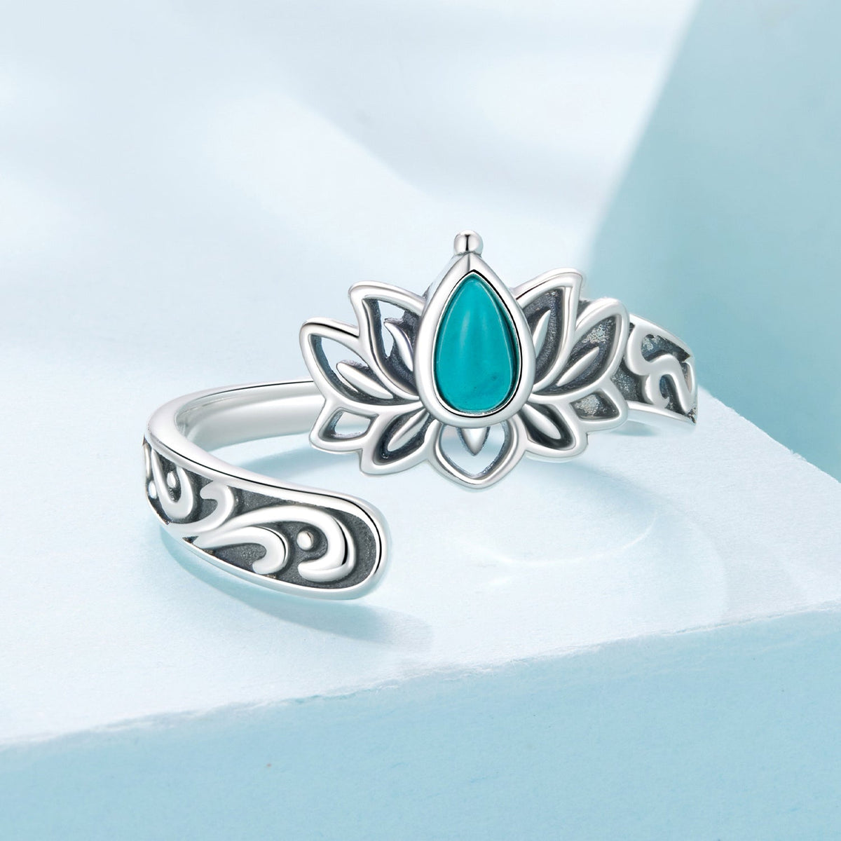 Sterling Silver Synthetic Turquoise Oxidized Ring