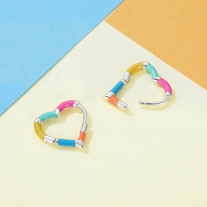 Sterling Silver Enamel Plated Hoop Earrings