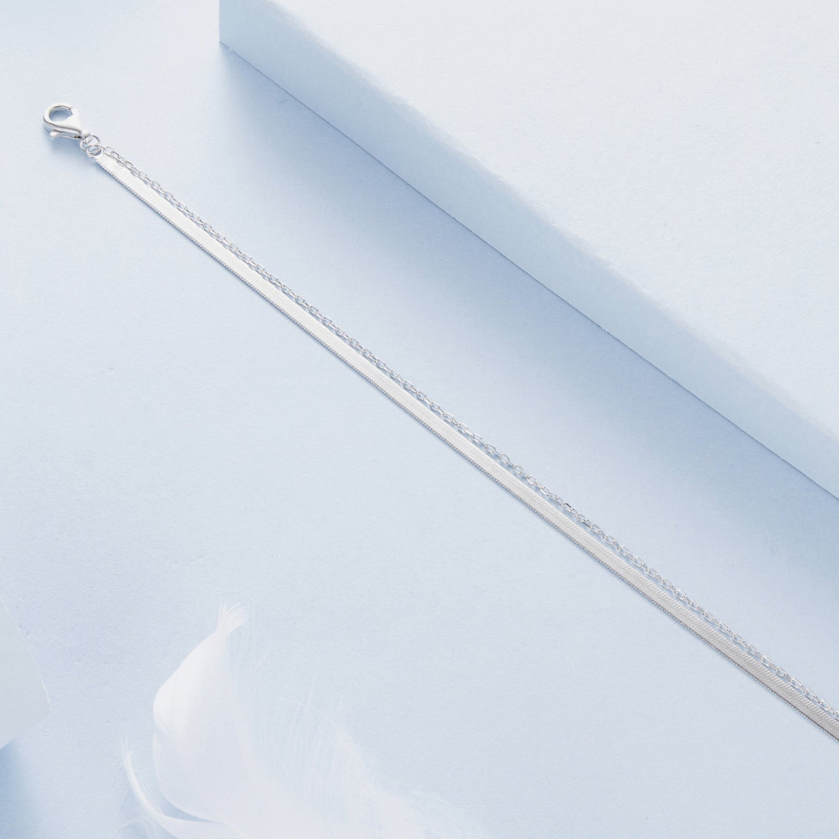 Sterling Silver White Gold Plated Bracelet
