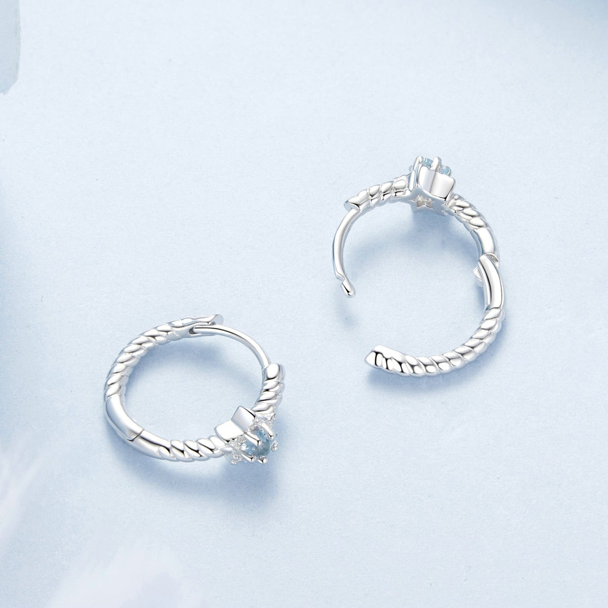 Sterling Silver White Gold Plated Pavé CZ Earrings