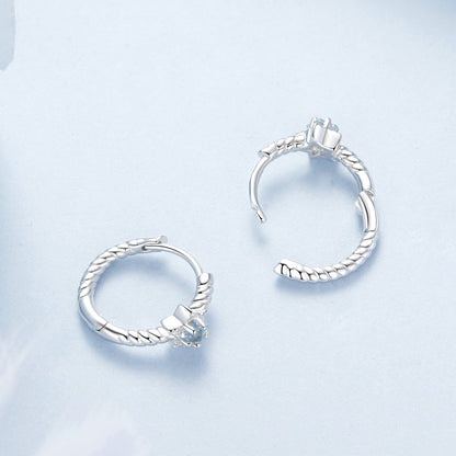 Sterling Silver White Gold Plated Pavé CZ Earrings