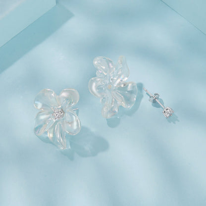 Sterling Silver Pavé CZ and Resin Drop Earrings