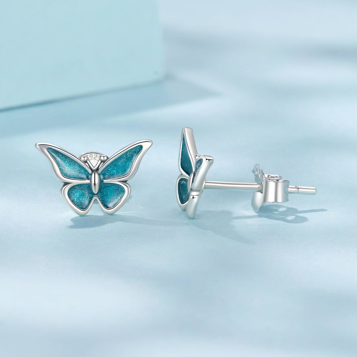 Sterling Silver Oxidized Enamel Earrings