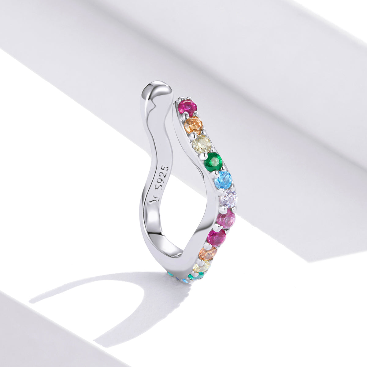 Sterling Silver Pavé CZ Hoop Earrings
