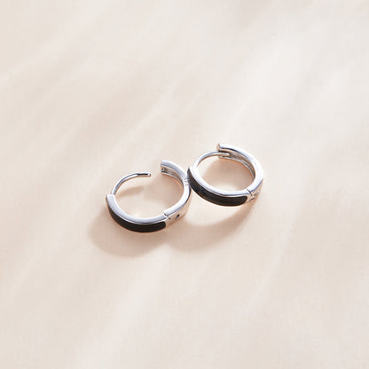 Sterling Silver Enamel Platinum Plated Earrings
