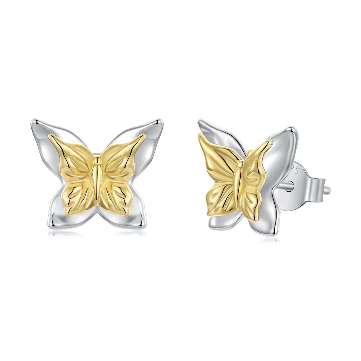 Sterling Silver White Gold Plated Small Earrings