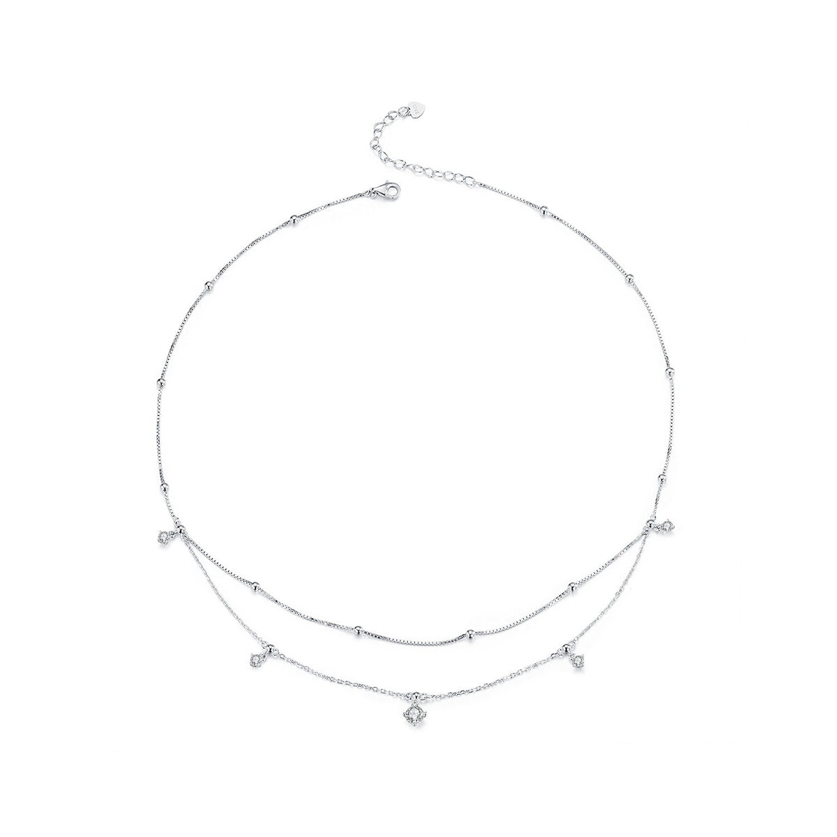 Sterling Silver White Gold Plated Moissanite Necklace