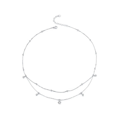 Sterling Silver White Gold Plated Moissanite Necklace